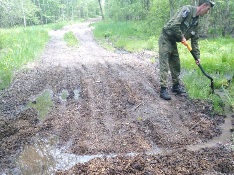 Благоустройство, выравнивание дороги вдоль оз. Бакланово на туристические стоянки.
